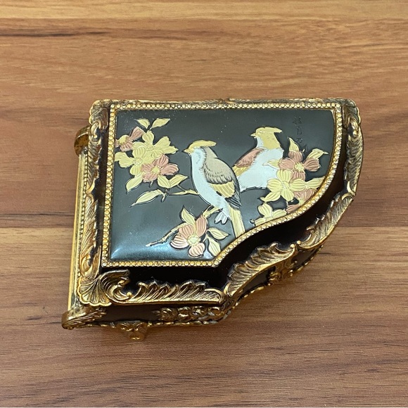 Vintage SANKYO Schmid Japan Oriental Asian Enamel Birds Piano Music Box - Picture 3 of 15